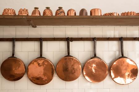 平底锅, 铜, 老, 烘烤模具, 古董, 厨房, 格鲁吉亚风格