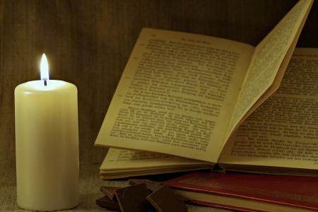 书, 蜡烛, 阅读, 老, 哥德体, 晚上, starodruk