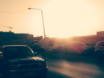 汽车, 日落, 马耳他, 街道, 光, 垃圾摇滚, 年份