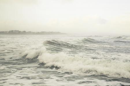 水, 波, 地平线, 雾, 有雾, 湿法, 海洋