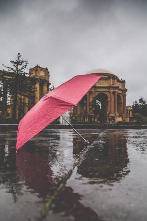 雨, 红色, 雨伞, 建筑, 结构, 道路, 湿法