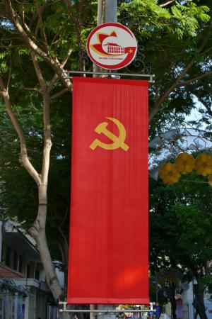 越南, 西贡, 国旗, 锤子, 镰刀, 共产主义, 红色