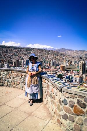拉巴斯, 玻利维亚, 女人, 女士, 建筑, 城市, 山脉