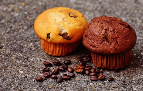 松饼, 蛋糕, 咖啡, 咖啡豆, 美味, 享受, 受益于
