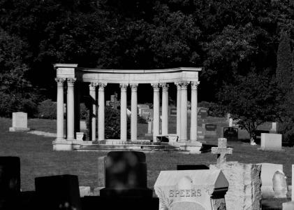 公墓, 墓地, 希腊语, 列, 支柱, 黑色白色, 墓碑