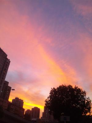 香港, 天空, 日落, 云彩, 红色, 粉色, 橙色