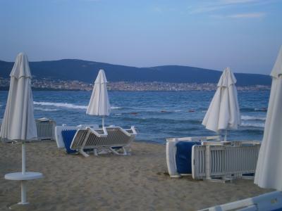保加利亚, 海, 沙子, 海滩, 晚上, 阳伞, 孙躺椅