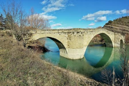 桥梁, 格劳斯, 中世纪, 河, esera, 中世纪建筑, 景观