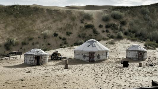沙漠, 沙子, 沙丘, 小屋, 帐篷, 都