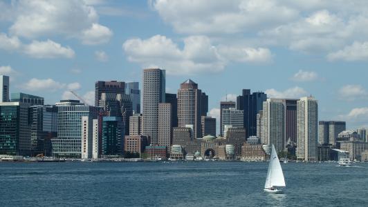 波士顿, 美国, 美国, 港口城市, 天空, 建设
