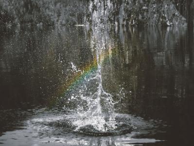 浅, 焦点, 摄影, 水, 飞溅, 彩虹, 瀑布
