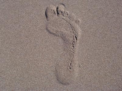脚, 转载, 沙子, 足迹, 沙滩, 假日