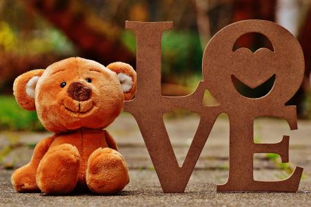熊, 泰迪, 爱, 小姐, 软玩具, 毛绒玩具, 棕色的熊