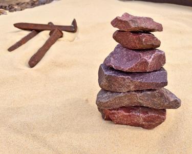 堆积的石头, 铁路, 沙子, 跟踪, 堆栈, 铁路, 石头