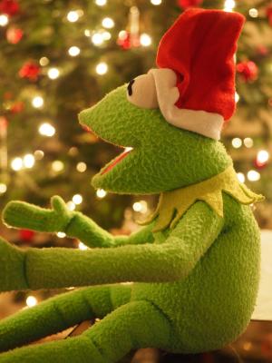 克米特, 青蛙, 圣诞青蛙, 圣诞节, 圣诞老人, 性格开朗, 有趣