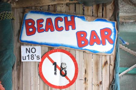 南非, strandlooper, 海滩酒吧, 没有 u 18 的, 盾牌, 禁令