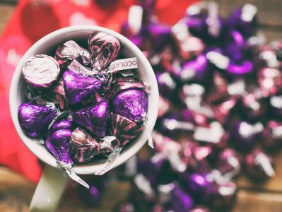 巧克力, 甜, 吻, 紫罗兰色, 棕色, 包装, 集合