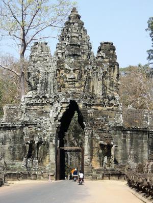 废墟, 柬埔寨, anghor 什么, 端口, 老, 脸上