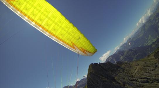 滑翔伞, 飞, 夏季, 山脉, dom, 微风, 英格堡