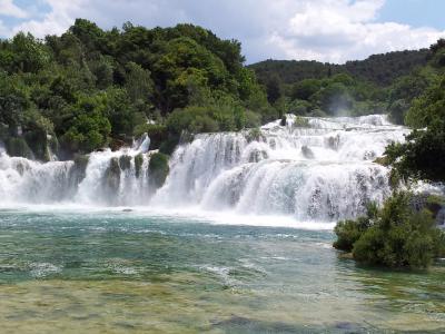 瀑布, 克尔克, 克罗地亚, 国家公园, 达尔马提亚, 瀑布, 流量