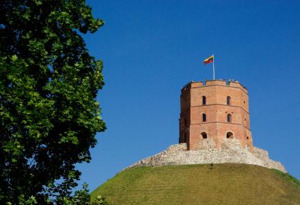 立陶宛, 维尔纽斯, 城堡, 塔, 公共花园, 停车, 小山