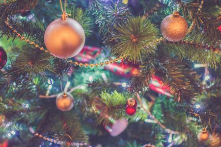 松树, 树, 小, 圣诞节, 灯, 球, 装饰