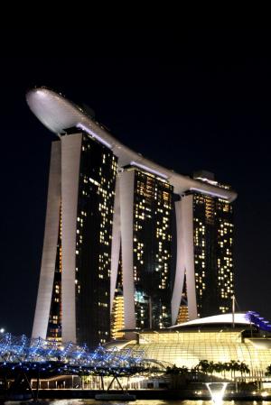 新加坡, 滨海湾, 夜景, 现代, 建设, 高