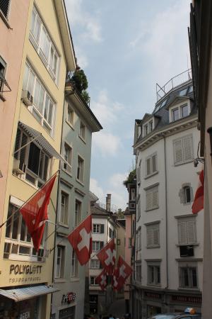 苏黎世, 瑞士, 国旗, 小镇, 欧洲, 旅游, 瑞士