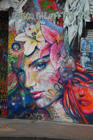 涂鸦, 女人, 街头艺术, 脸上, 墙上, 肖像, 喷雾