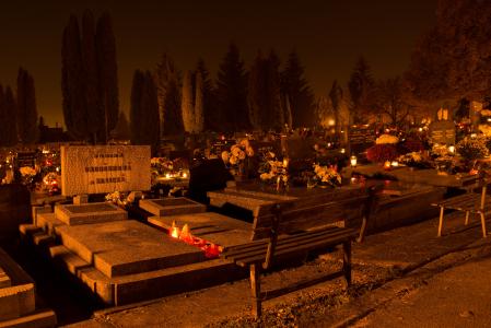 公墓, 蜡烛, 晚上, 黑暗, 死, 的坟墓, 纪念碑