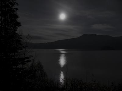 月亮, 光明, 月光, 反思, canim 湖, 不列颠哥伦比亚省, 加拿大