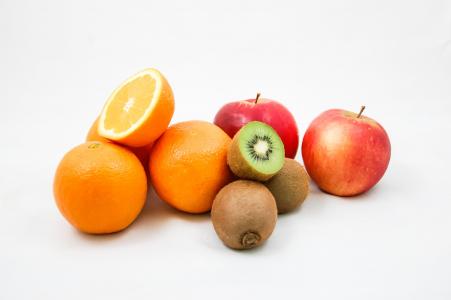 苹果, 猕猴桃, 橘子, 水果, 维生素, 一半, 橙色
