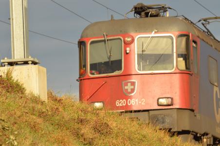 火车, 瑞士, 景观, 机车, 红色