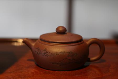传统, 壶, 紫色, 茶, 饮料, 亚洲, 风格