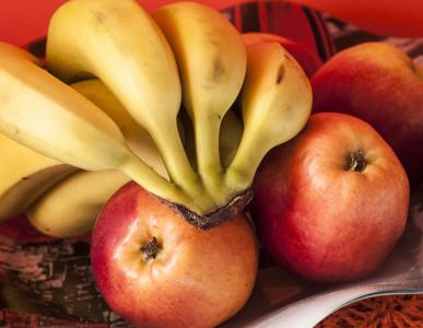 水果, 苹果, 香蕉, 食品, 水果, 食品, 红红的苹果