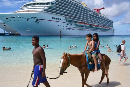 邮轮, 大特克, 海滩上的马, 孩子们, 热带, 度假, 嘉年华