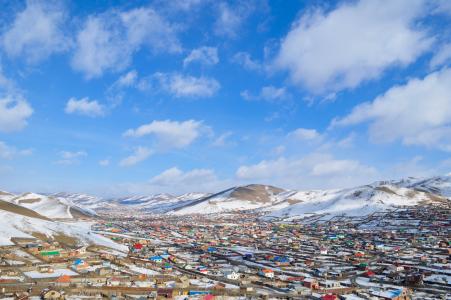 郊区, 蒙古, 乌兰巴托, 蓝色, 基层, 云彩, 天空