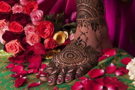 米哈迪设计, 指甲, 新娘, 设计, 印度, 米哈迪, 纹身