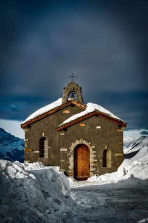 教会, 瑞士, 老, 具有里程碑意义, 冬天, 雪, 景观