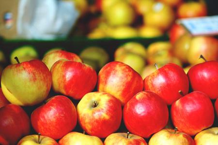 苹果, 市场, 红色, 购物篮, 很多, 美味, 维生素