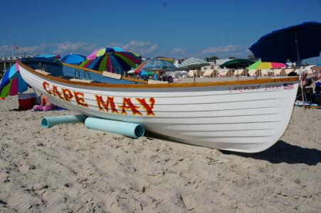 海滩, 小船, 五月角, 泽西海岸, 海洋