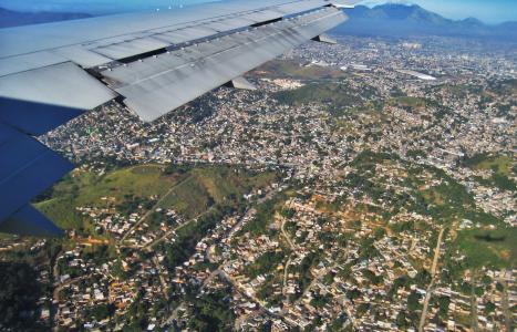 在里约热内卢着陆, 飞机, 前景, 翼, 飞, 旅行, 传单