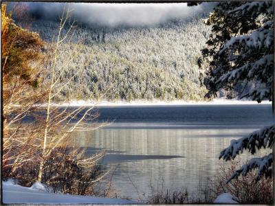 canim 湖, 阳光明媚, 冬天, 水, 不列颠哥伦比亚省, 加拿大, 加里布