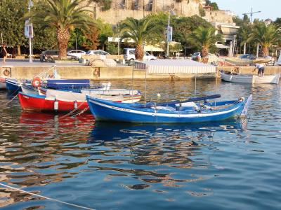希腊, 小船, 蓝色, 渔船, 地中海, 水, 航海的船只