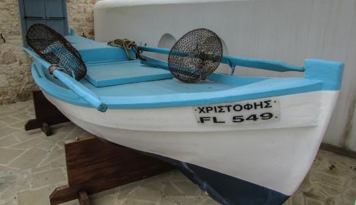 塞浦路斯, dherynia, 民俗博物馆, 小船, 捕鱼, 传统, 设备