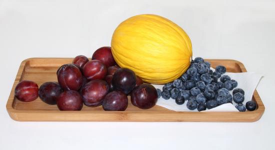 水果, 李子, 蜜瓜, 甜瓜, 蓝莓, 健康的食物, 浆果