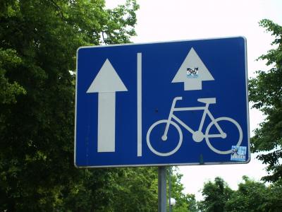 路标, 标志, 单程街, pkw, 自行车