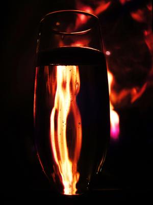 玻璃, 消防, 火焰, 壁炉, 葡萄酒, 酒精, 舒适的