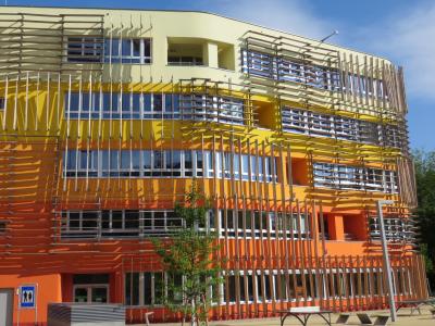 维也纳, 经济大学, 建设, 立面, 橙色, 建筑, 现代