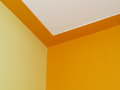 边缘, 房间, 墙上, 天花板, 颜色组合, 黄色, 白色